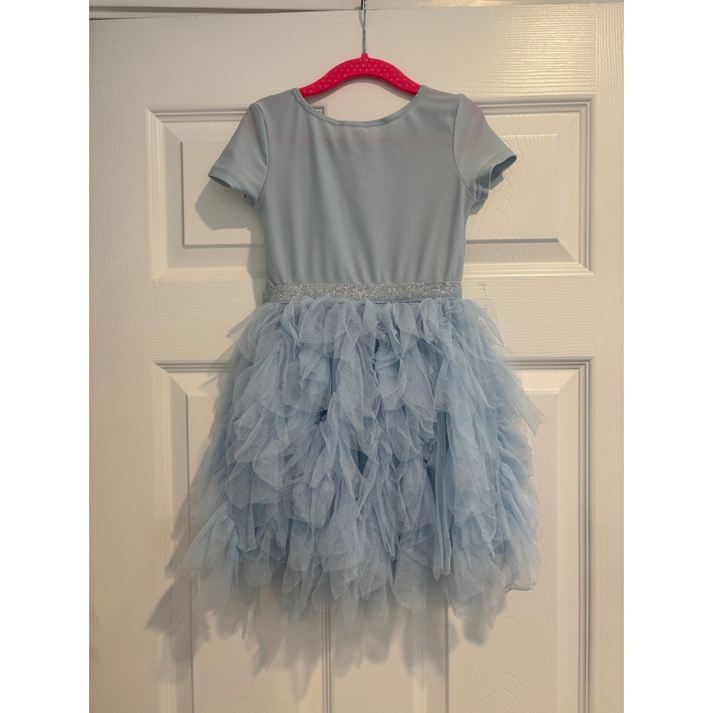 Disney Cinderella Tutu Costume Dress Light Blue Sparkle Leotard Dress Girls 5T - Picture 2 of 6